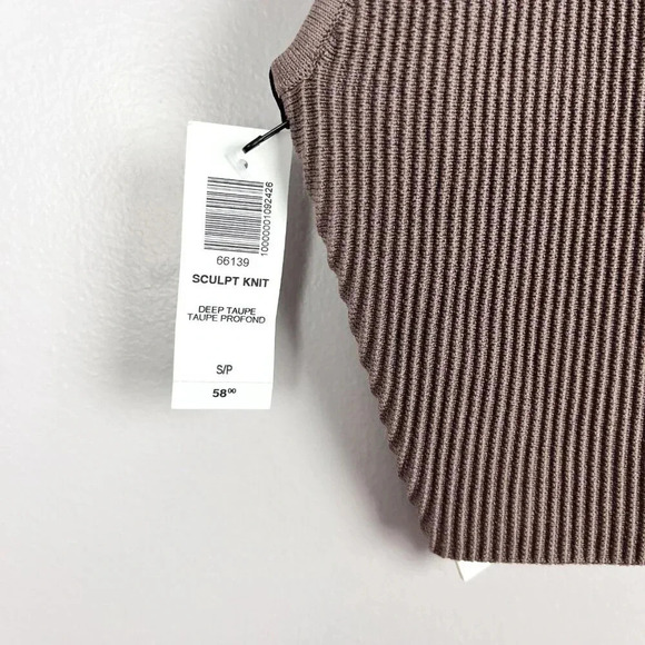 Aritzia Babaton Small Sculpt Knit Cropped Squareneck Tank Deep Taupe Ribbed - Picture 3 of 4